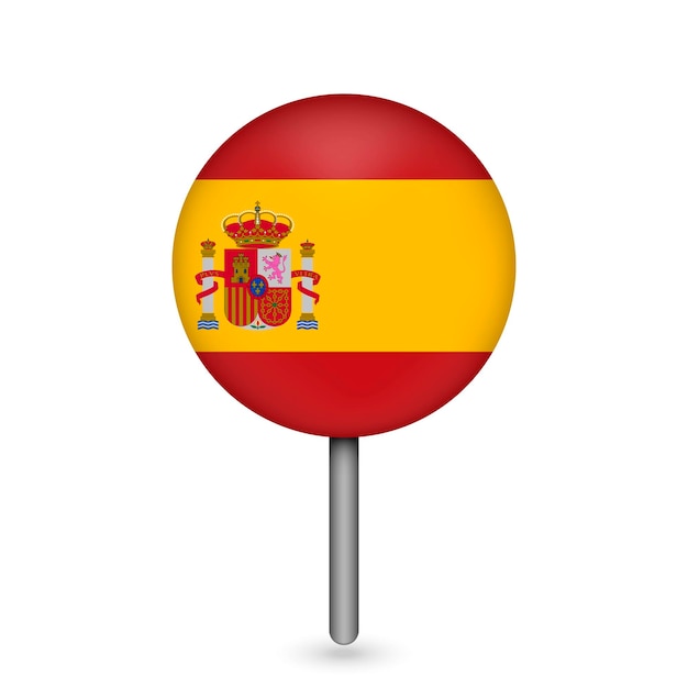 Puntero del mapa con el país España bandera de España ilustración vectorial