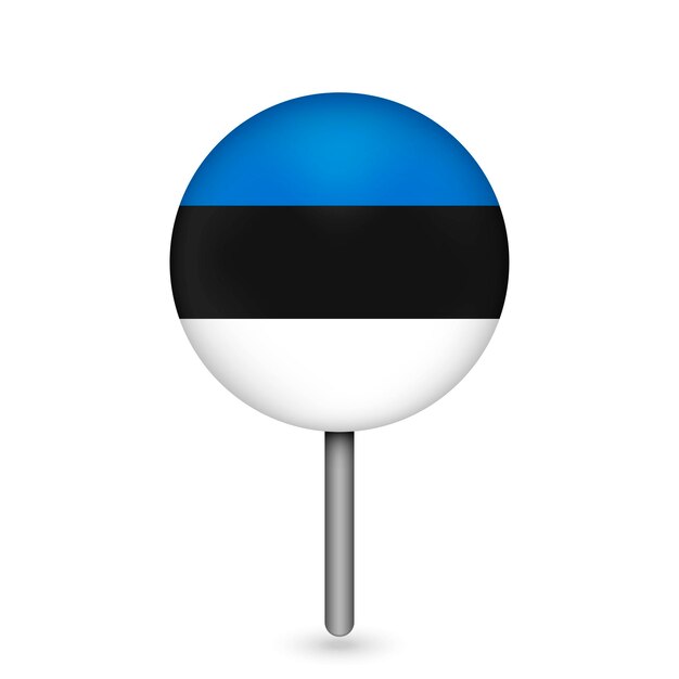 El puntero del mapa con el país estonia la bandera de estonia ilustración vectorial