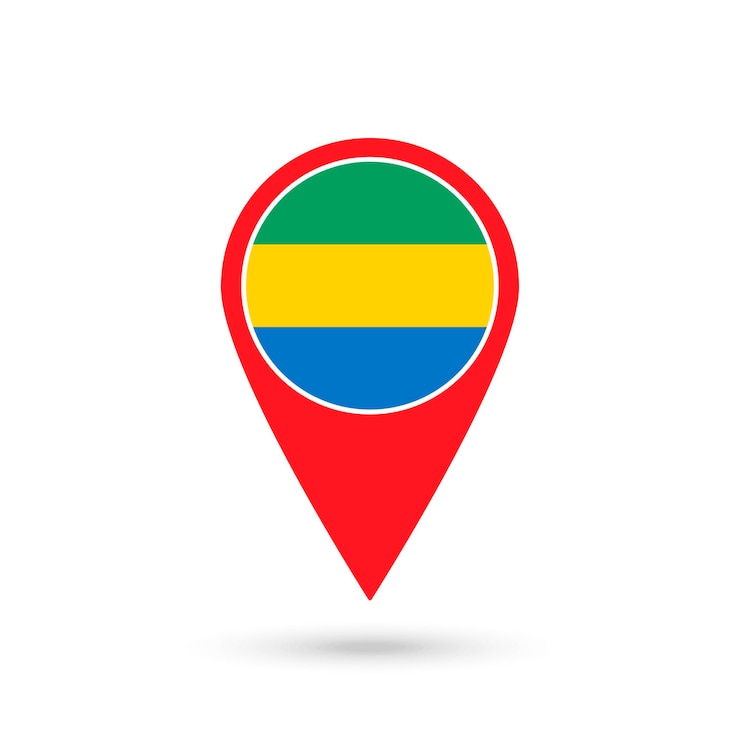 Vector puntero del mapa con país gabón gabón bandera ilustración vectorial