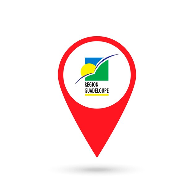 Puntero del mapa con país Guadalupe Guadalupe bandera ilustración vectorial
