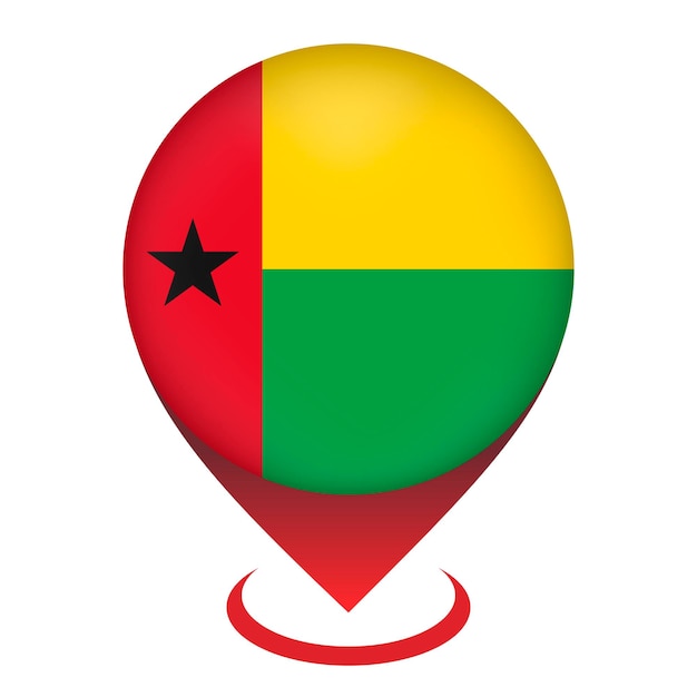 Puntero del mapa con país GuineaBissau GuineaBissau bandera ilustración vectorial