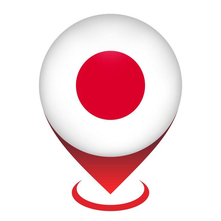 Vector puntero del mapa con país japón japón bandera ilustración vectorial