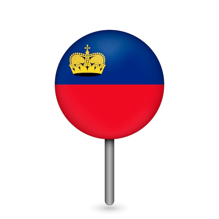 Vector puntero del mapa con el país liechtenstein bandera de liechtenstein ilustración vectorial