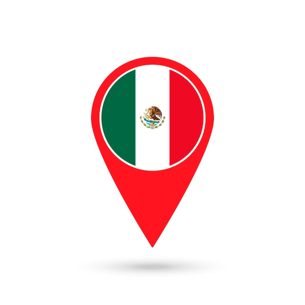 Puntero del mapa con el país méxico bandera de méxico ilustración vectorial