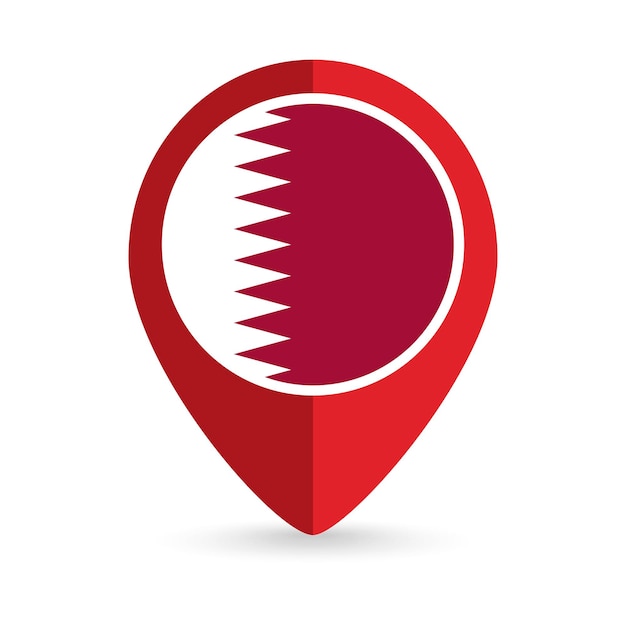 Puntero del mapa con país qatar qatar bandera ilustración vectorial