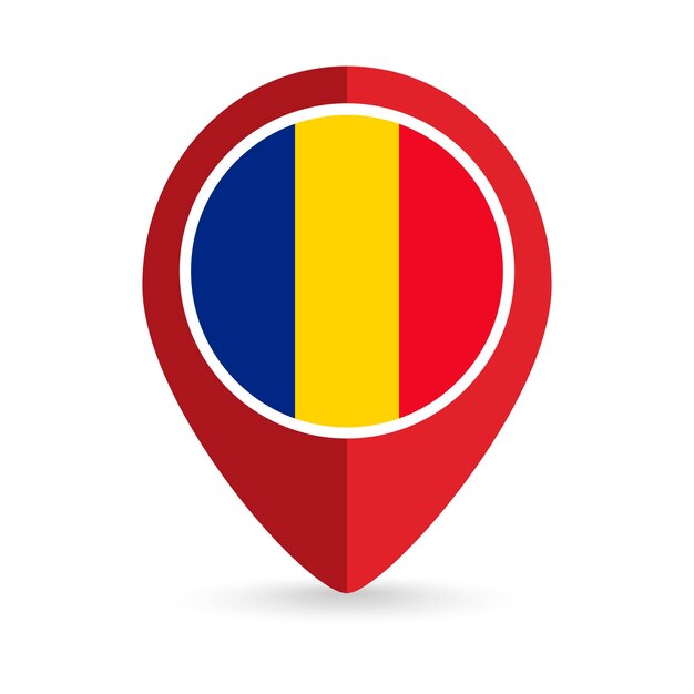 Puntero del mapa con país Rumania Rumania bandera ilustración vectorial