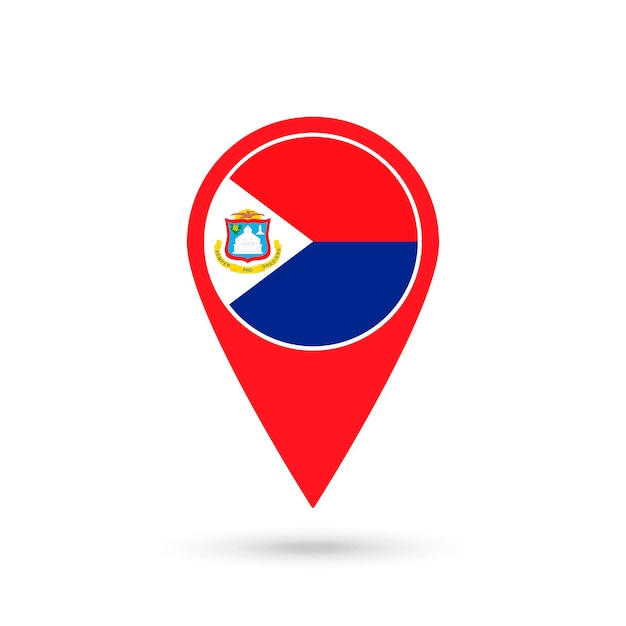 Puntero del mapa con el país Sint Maarten Bandera de Sint Maarten Ilustración vectorial