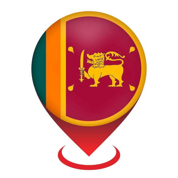 Puntero del mapa con país Sri Lanka Sri Lanka bandera ilustración vectorial