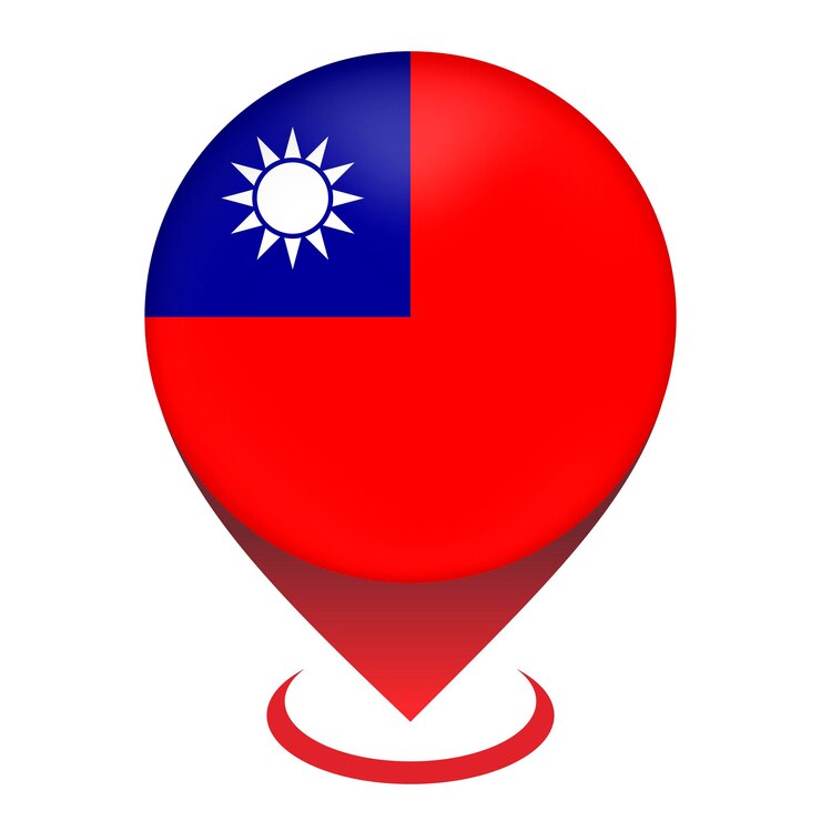 Vector puntero del mapa con el país taiwán bandera de taiwán ilustración vectorial