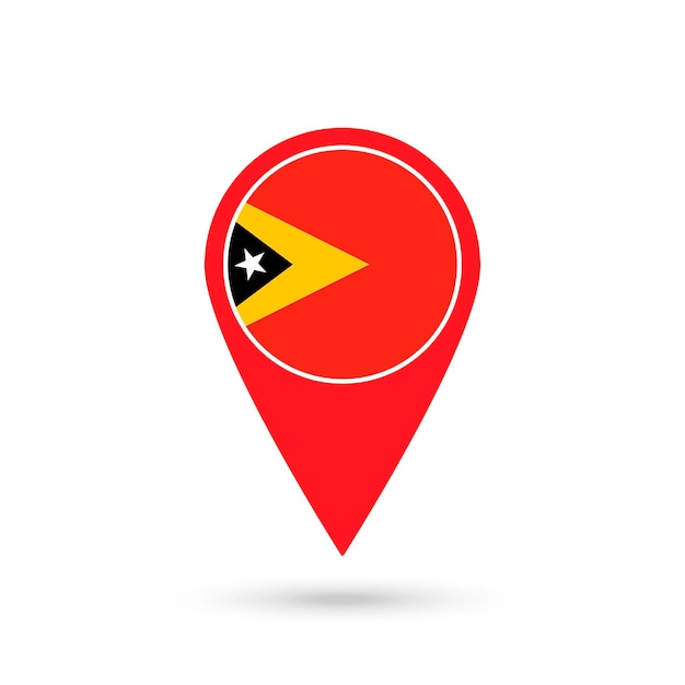 Puntero del mapa con país Timor Oriental Bandera de Timor Oriental Ilustración vectorial
