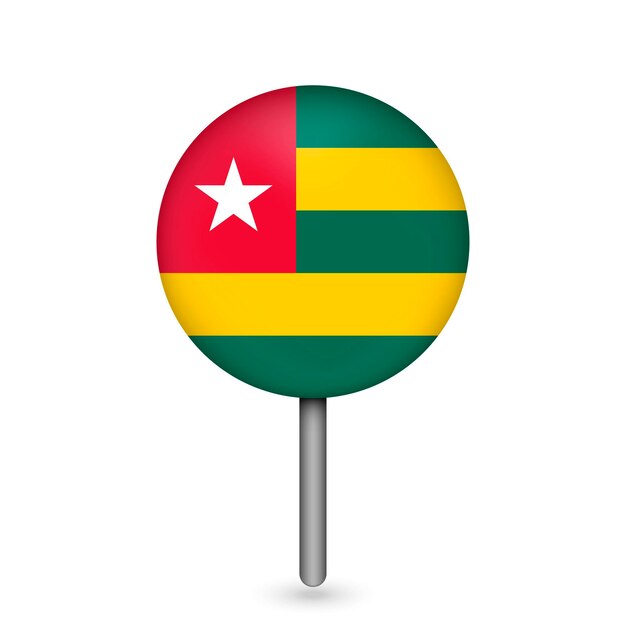 Puntero del mapa con país togo togo bandera ilustración vectorial