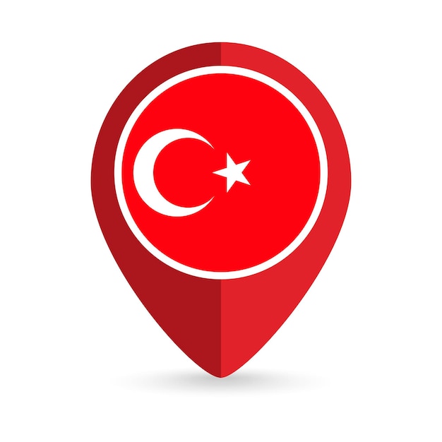 Puntero del mapa con país Turquía Turquía bandera ilustración vectorial
