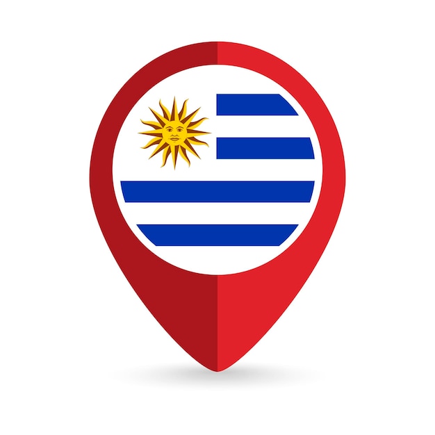 Puntero del mapa con país uruguay uruguay bandera ilustración vectorial