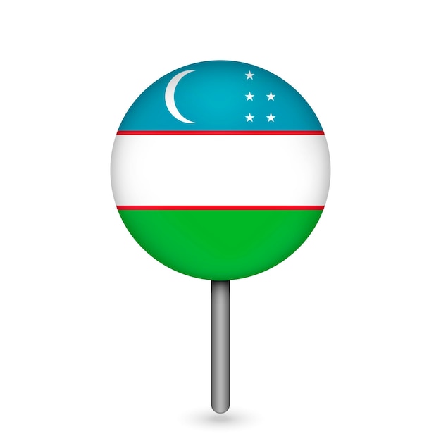 Puntero del mapa con país Uzbekistán Uzbekistán bandera ilustración vectorial