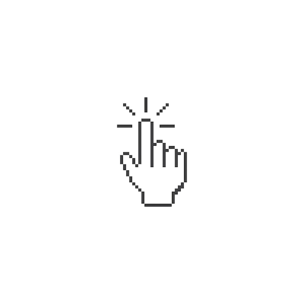 Puntero táctil de mano Ilustración de icono de vector de icono de línea de arte de píxeles