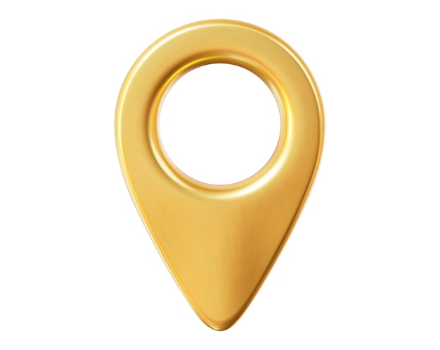 Puntero de ubicación del mapa dorado 3d Icono de código PIN del mapa de geolocalización Estilo de dibujos animados Vector de stock
