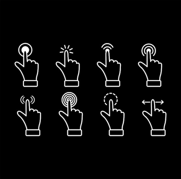 punteros de dedos de teléfonos inteligentes cursores de mano aislados para sitios web para aplicaciones informáticas o móviles