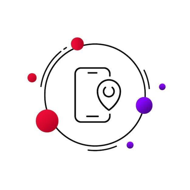 Punteros de mapa naer icono de línea de teléfono Navegador de navegación de geolocalización gps en todo el mundo destino viaje viaje de negocios viaje Concepto de ubicación Icono de línea vectorial para Negocios y Publicidad