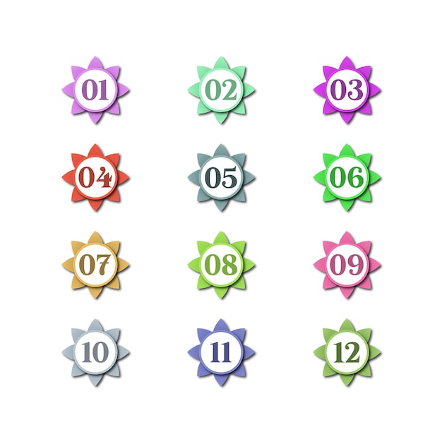 punto de bala del vector de flores de colores