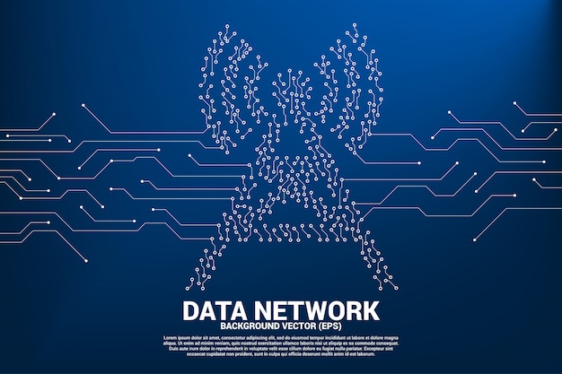 El punto del icono de la torre de la antena del vector conecta el icono móvil de los datos del estilo de la placa de circuito. concepto para la transferencia de datos de redes de datos móviles y wi-fi.