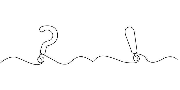 Vector un punto de interrogación de línea continua y un punto de exclamación vector de ilustración de garabateo