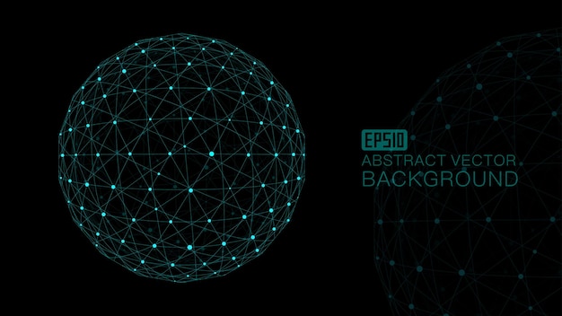 Punto línea enlace esfera mundo mapa globalización ciencia y tecnología concepto vector fondo