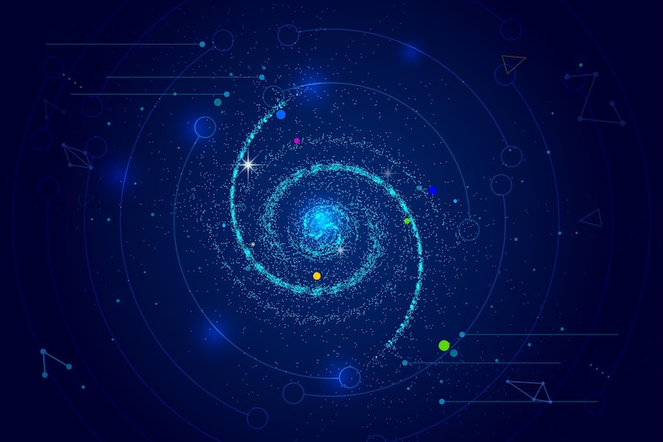 Vector punto línea enlace partícula vórtice vector abstracto fondo del universo y el cielo