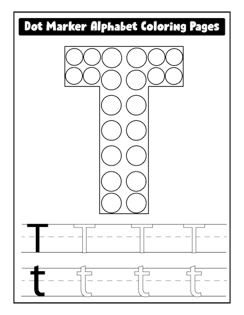 Punto marcador alfabeto páginas para colorear para niños pequeños vector