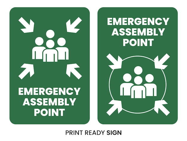 Punto de montaje de emergencia listo para imprimir vector de señal