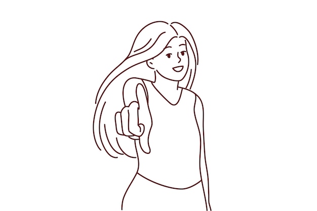 Punto de mujer sonriente en la pantalla