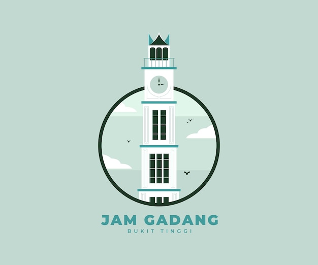 Vector punto de referencia de ventor padang llamado jam gadang