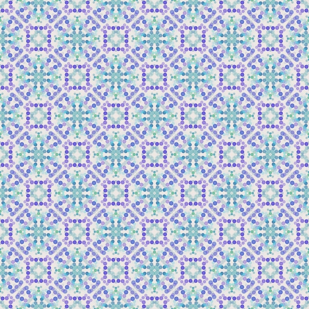 Vector puntos azules y violetas forma abstracta de patrones sin fisuras fondo floral mandala ornamento tela