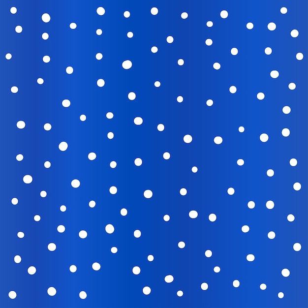 Vector puntos blancos aislados sobre fondo de color degradado azul profundo patrón abstracto de nieve de invierno