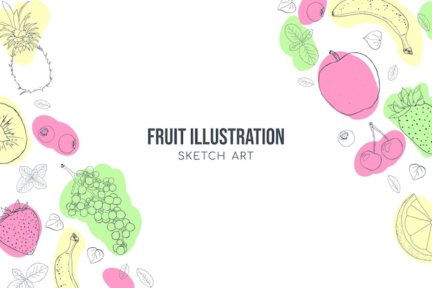 Puntos brillantes de estilo de dibujo de ilustración de frutas