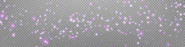 Los puntos brillantes púrpuras las partículas las estrellas las chispas mágicas el resplandor de la llamarada el efecto de la luz los puntos luminosos violetas