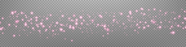 Los puntos brillantes rosados las partículas las estrellas las chispas mágicas el efecto de la luz de la llamarada rosada los puntos luminosos rosados