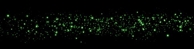 Puntos brillantes verdes partículas estrellas chispas mágicas efecto de luz de nube de polvo puntos luminosos verdes con humo partículas vectoriales en un fondo transparente