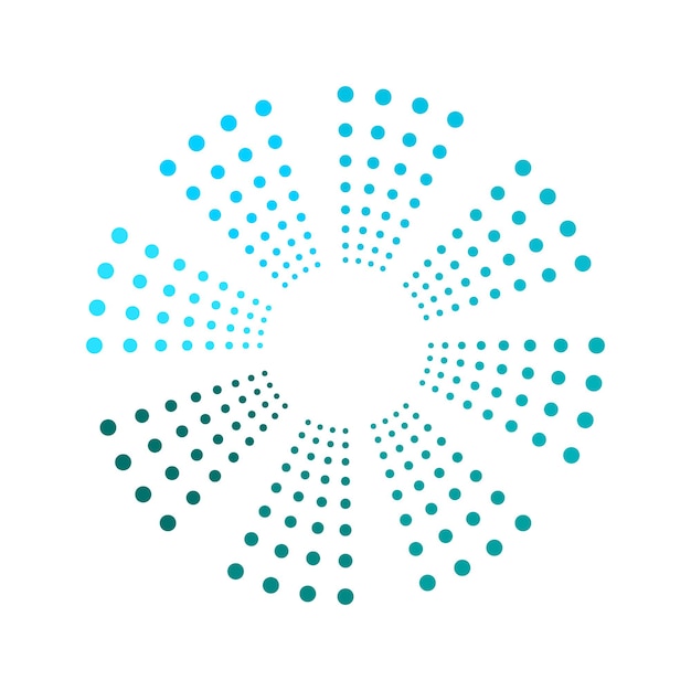 Vector puntos en un círculo formado por ocho sectores de diferentes tonos de color