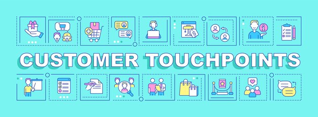 Puntos de contacto del cliente conceptos de palabras banner azul