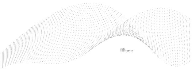 Puntos grises en movimiento vector abstracto partículas de fondo matriz curva de flujo ondulado líneas de puntos en tecnología de movimiento e ilustración científica