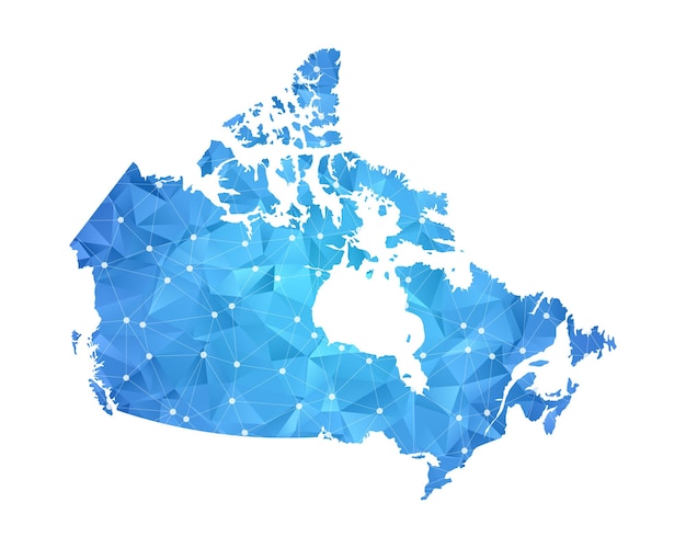 Puntos de línea de mapa de canadá geométrica abstracta poligonal.