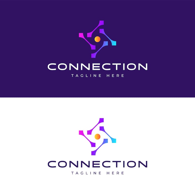 Vector puntos logo cuadrado conexión red ciencia tecnología empresa innovación digital