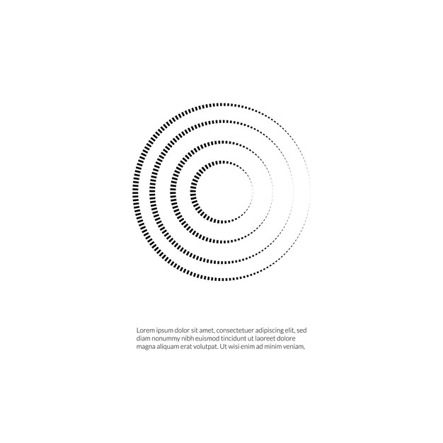 Puntos de medio tono en forma de círculo logotipo redondo Diseño de estilo plano aislado sobre fondo blanco