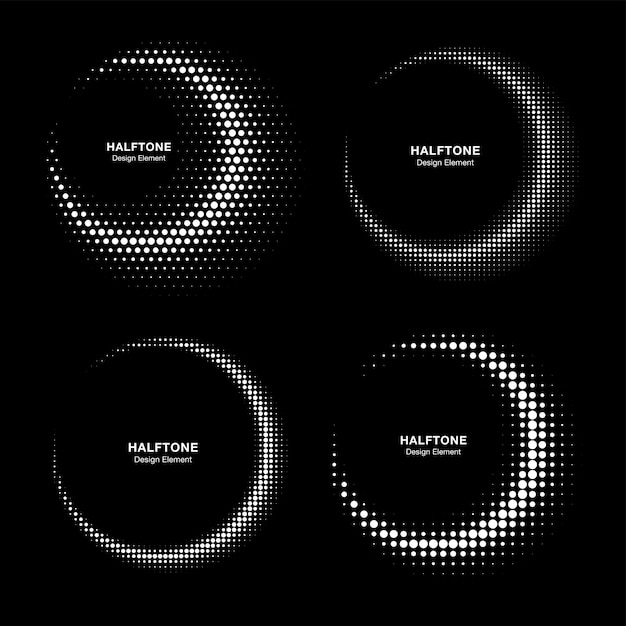 Puntos de medio tono marco circular puntos abstractos elemento de diseño del emblema del logotipo Colección vectorial