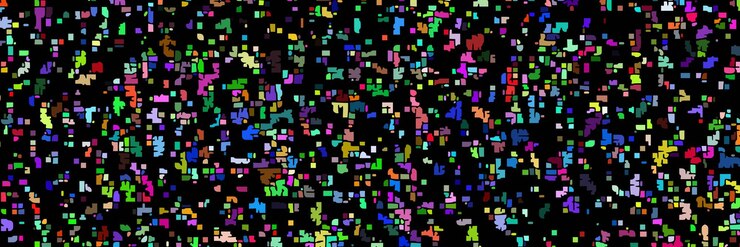 Vector puntos multicolores y manchas en el banner de fondo oscuro