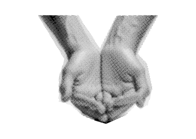 puntos de la palma de la mano Punk y2k elementos de collage en blanco y negro