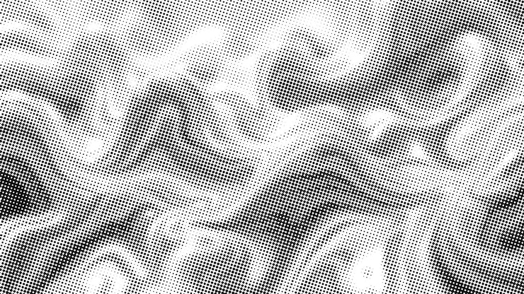 Vector los puntos que fluyen las partículas patrón de onda semitono forma de gradiente negro aislado en fondo blanco