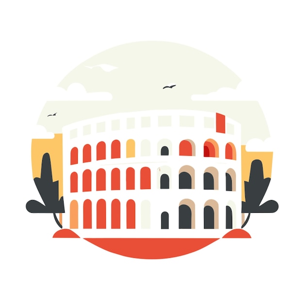 puntos de referencia históricos notables ilustración vectorial plana 2