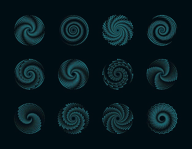 Puntos de semitono en forma de círculo diseño de puntos en espiral