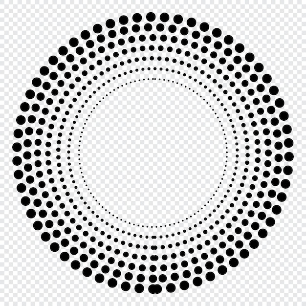 Puntos de semitono en forma de círculo Elementos de diseño con puntos de semitono circulares Marco punteado redondo Puntos circulares